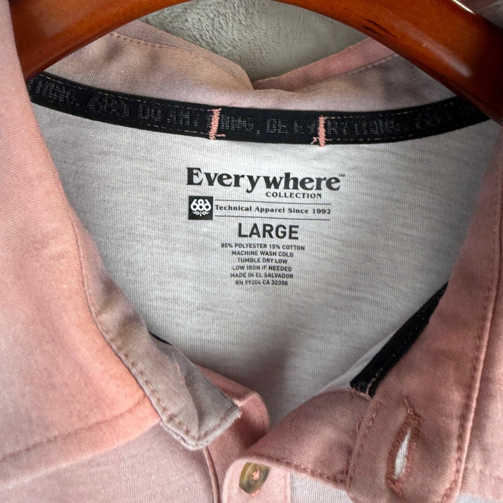 686 Everywhere Collection Mens Large Tie Dye Polo Shirt Dancing Bear Pink Grey‎ - Picture 2 of 6
